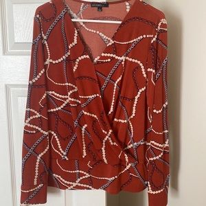 Dark orange printed blouse